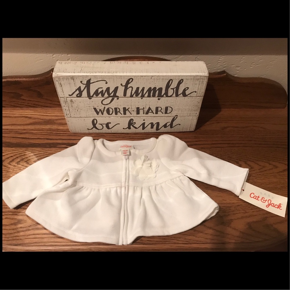 NWT Cat & Jack Newborn Zip-Up Sweater w/ Flower